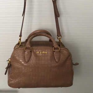 MIU MIU Crocodile Embossed Leather Shoulder Bag.